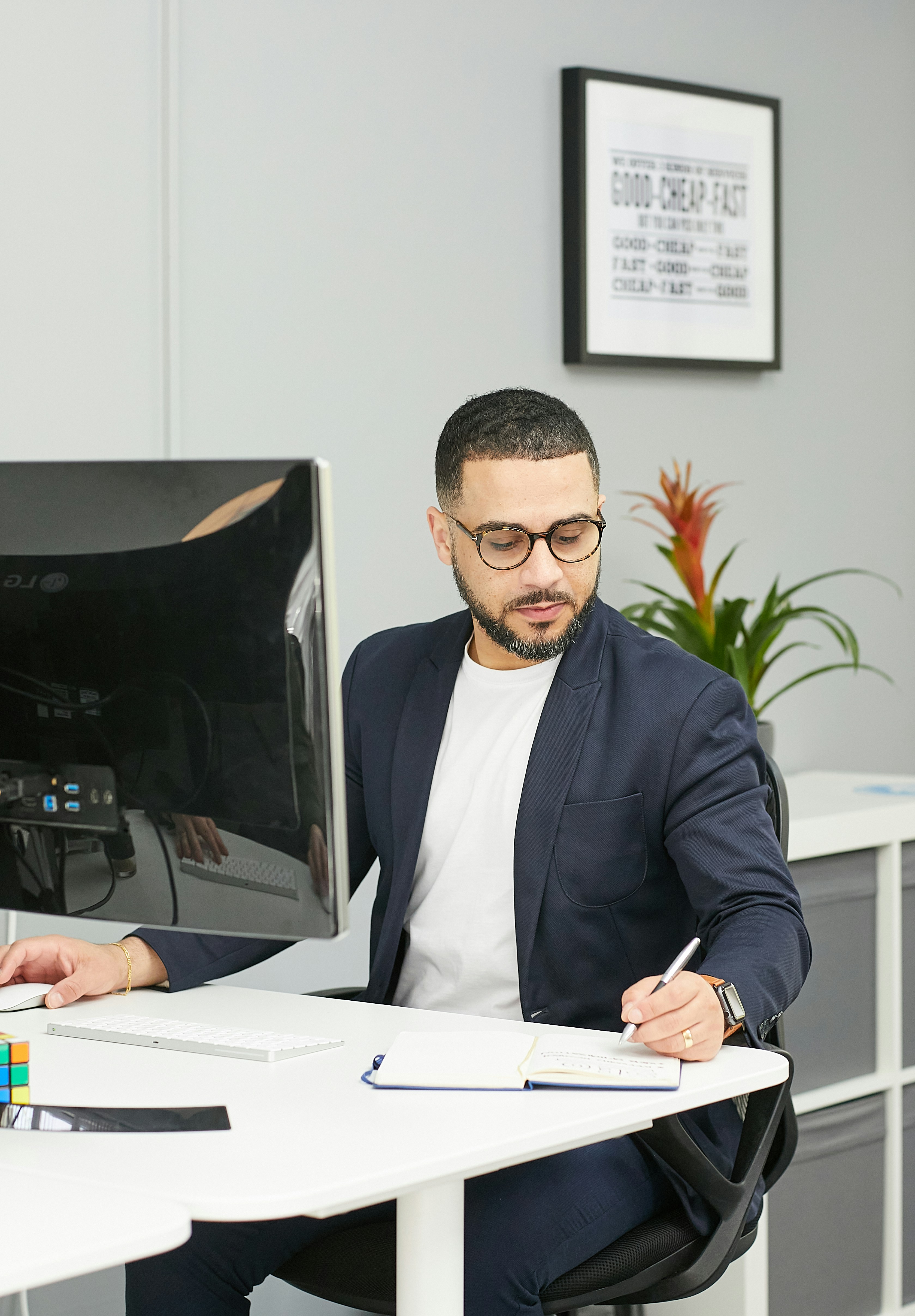 A professional managing work from a mobile device