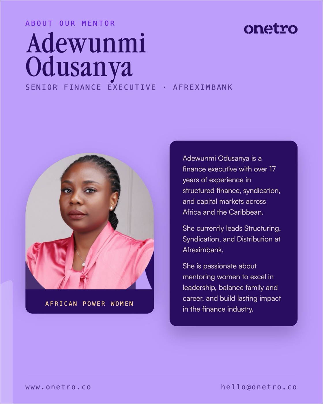 Poster of Adewunmi Odusanya, Senior Finance Executive at Afreximbank