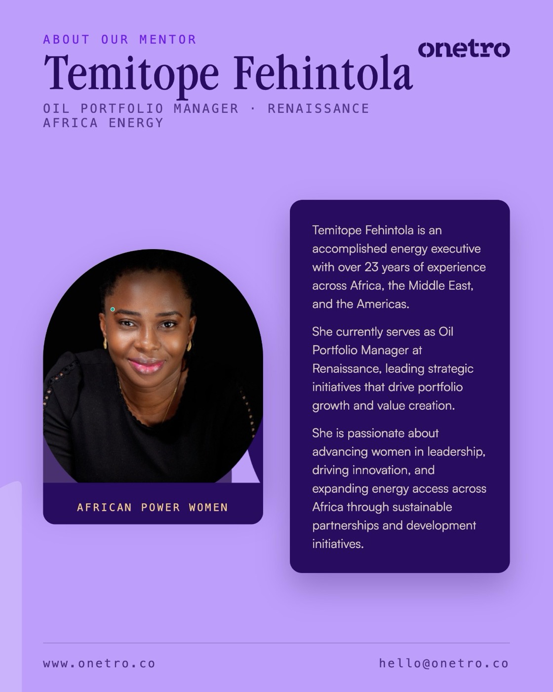 Poster of Temitope Fehintola, Oil Portfolio Manager at Renaissance Africa Energy
